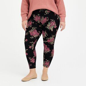 Torrid Womens 7/8 Leggings Black Floral Pull On Elastic Waist Plus Size 2 | 2X